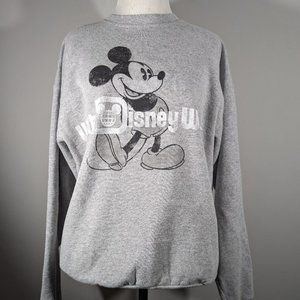 Disney World Grey Mickey Mouse Hanes Sweatshirt Unisex Size M